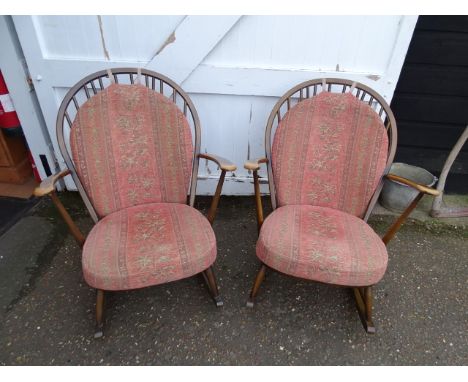 Pair of mid century Ercol rocking chairs&nbsp;