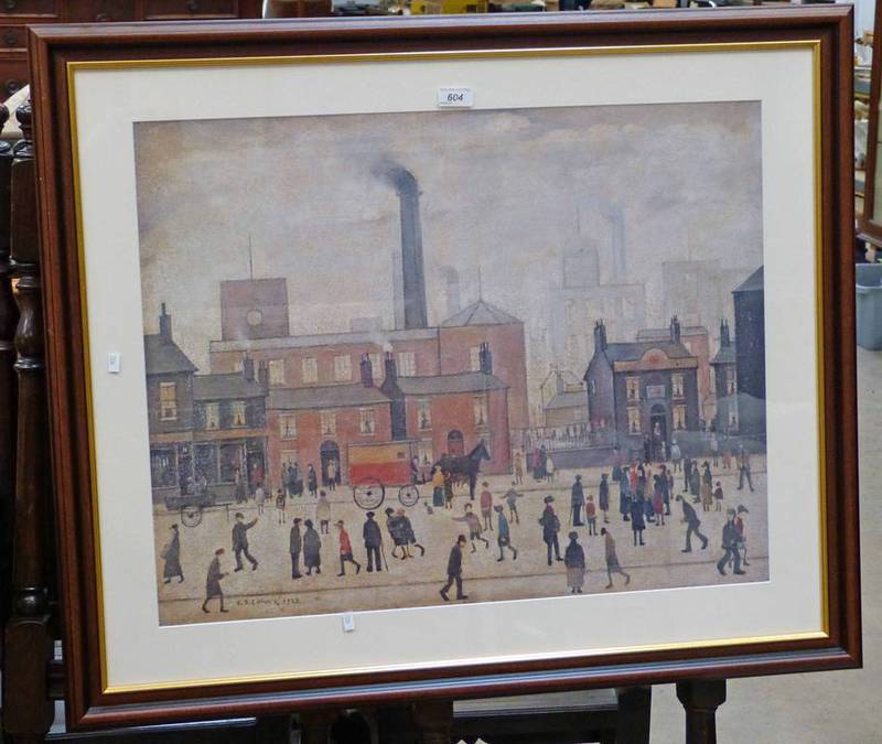 FRAMED L.S LOWRY PRINT COMING HOME FROM THE MILL 55 X 69CM