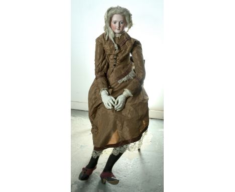Ferdinand Gaultier rare bisque flange neck mannequin, French, c.1890 (probably Stockman, Paris), inscribed F.G. (Scroll) 12, 