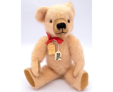 Pedigree Pets vintage teddy bear, late 1950s to early 1960s, honey blonde sparse wool plush, with amber and black glass eyes,