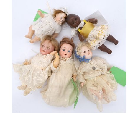 Assortment of bisque baby dolls, including Armand Marseille, Recknagel, Kammer &amp; Reinhardt and others; composition bodies