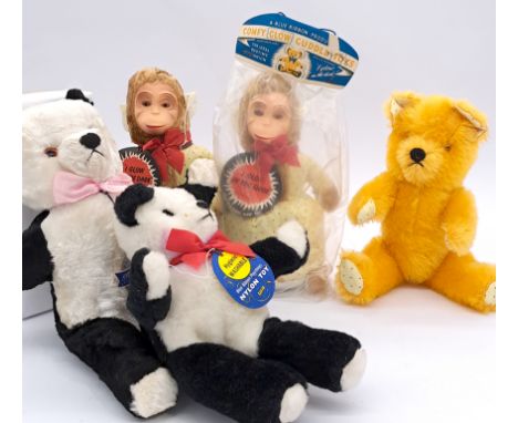 Blue Ribbon group of bears and others, late 1950s-early 1960s; including 2x 'Comfy Glow' monkeys, 1x in original packaging, b