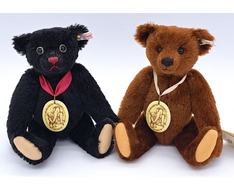 Steiff pair of Museum Bears, including: (1) 1999 Museum Bear, white tag 670343, with squeaker, 12"/30cm; and (2) 2002 Museum 