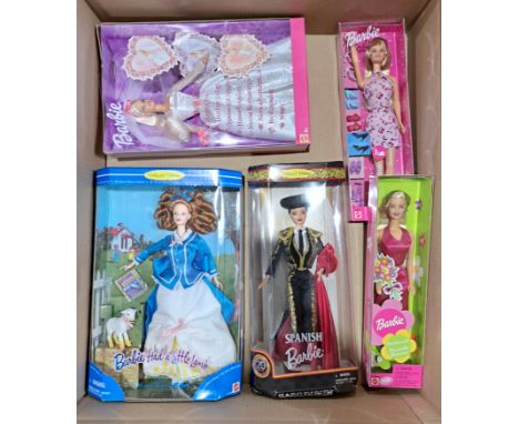 Mattel Barbie boxed group including: (1) Wedding Day, #B0290; (2) Spanish Barbie, #24670; (3) Barbie Had a Little Lamb, #2174