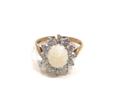 9ct gold opal &amp; stone set ring (3.9g) 