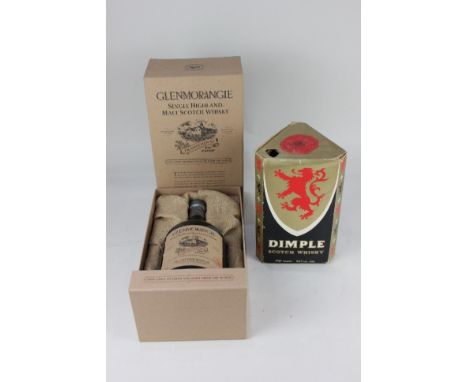 A bottle of Glenmorangie single malt scotch whiskey ,10 year old in presentation box, 1 litre and a Haig and Co. Dimple blend
