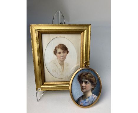 An early 20th century portrait miniature of a lady, inscribed "Mrs Henrietta Lheonie Burrell, Northern Ireland", in gilt fram