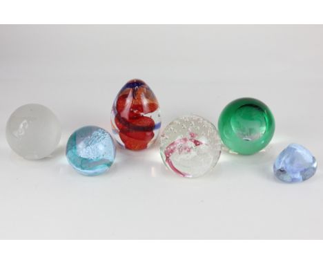 Five Caithness glass paperweights, comprising 'Scarlet Twister', 'Pink Champagne', 'Pastel', 'Pebble', and a limited edition 