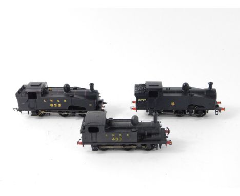 A kit built OO gauge LNER shunting engine, 0-6-0, 403, a Lima OO gauge J50 locomotive, 68989, and a Hornby J50 Class locomoti