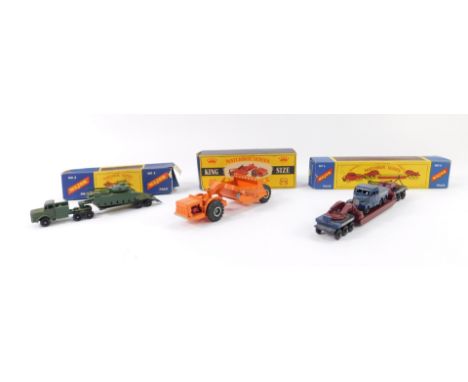 A Matchbox King size die cast Allis-Chalmers Earth Remover, no.6, K-6, major pack Pickfords 200 ton transporter no.6 M6 and a