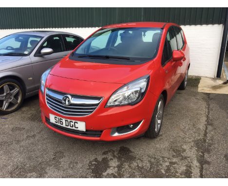 A Vauxhall Meriva, S16 DGC, petrol, 5 door Tech Line MPV, 1398cc, red, circa 5,451 miles, first registered 14/09/2015, MOT ti