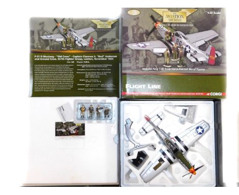 An Aviation Archive Flightline Collection model of a PE-51D Mustang - "Old Crow", scale 1:32, with four hand painted figures,