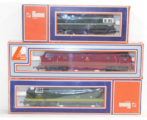 Three Lima OO gauge diesel locomotives, comprising British Railways green livery D6056, 5115MW, British Railways Rapid Warshi