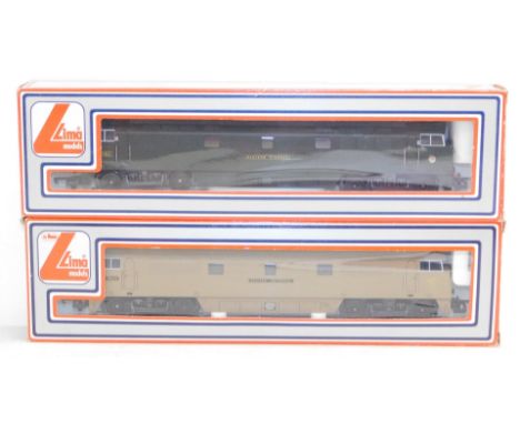 A Lima diesel locomotive Western Enterprise, light brown livery, D1023, 20 5126MW, and Western Pioneer, green livery, D1003, 