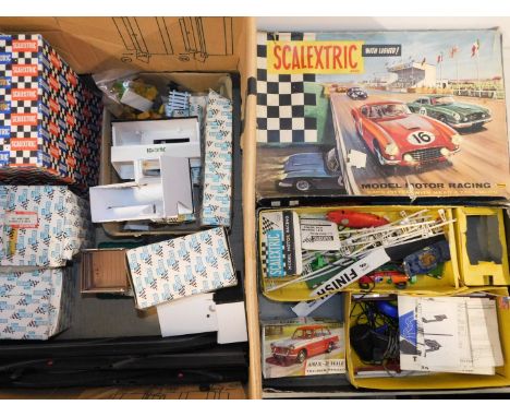 A Tri-ang Scalextric model motor racing set, with lights, set 60, boxed, together with further Scalextric track side building