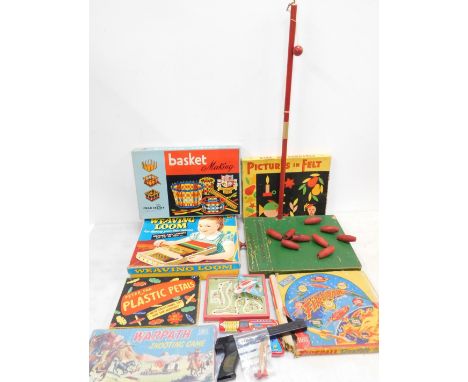 A Reno Series table skittles, Japanese tin plate atomic gun, Fireball Bagatelle, and further games and toys, most boxed. (qty