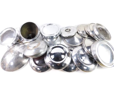 Metal wheel hubs, to include Volvo, and a Lucas headlamp. (AF)