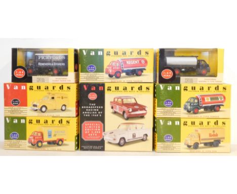 Vanguards die cast vintage trucks and cars, scale 1:43 or 1:64, including The Broad Speed Racing Angliers of the 1960's, limi