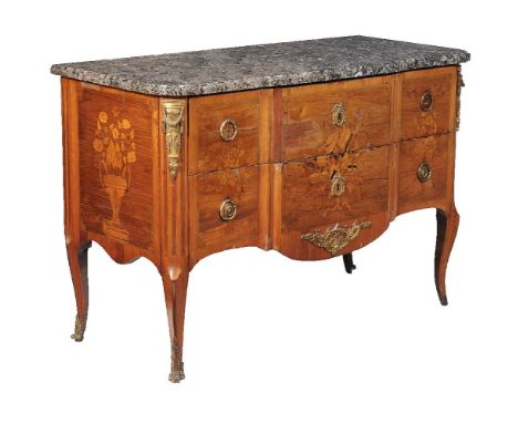 ϒA French kingwood and marquetry inlaid commode, late 19th century, 86cm high, 126cm wide, 59cm deep ϒ Indicates that this lo