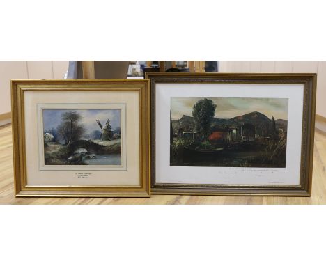 H. E. Stanley (19th C.), watercolour, 'A winter landscape, West Morland', signed, 26 x 35cm, with an Annigoni hand signed col