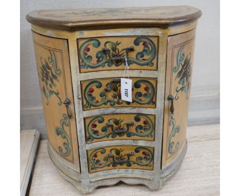 A Venetian style painted miniature commode, width 60cm depth 36cm height 61cm