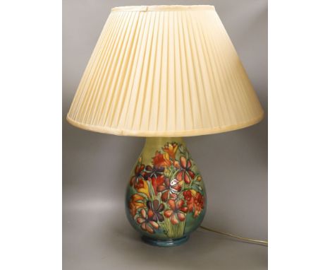 A large Moorcroft Spring Flowers table lamp base,35 cms high.