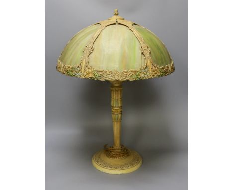 A Tiffany style mottled glass table lamp - 57cm tall