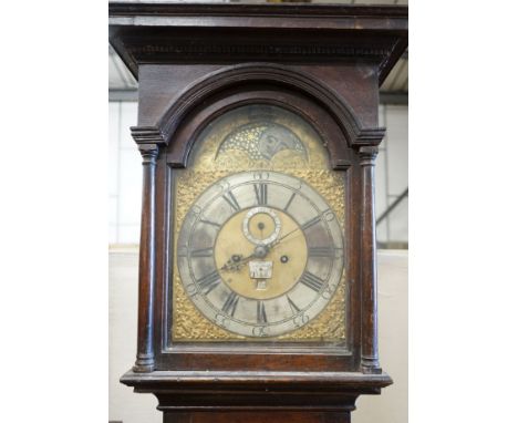 A George III oak 8 day moonphase longcase clock, marked Edward Sunders, Poole, height 217cm