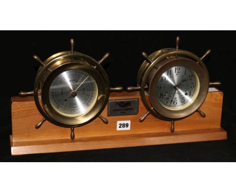 A combination ship's clock and barometer