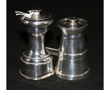 A Hukin & Heath silver pepper grinder, Birmingham, 1927 and one other silver pepper grinder.