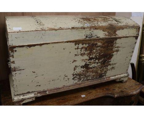 A Scandinavian painted dome top trunk, W.112cm