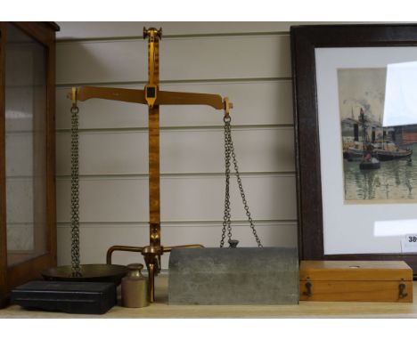 A cased set of chemist scales and weights