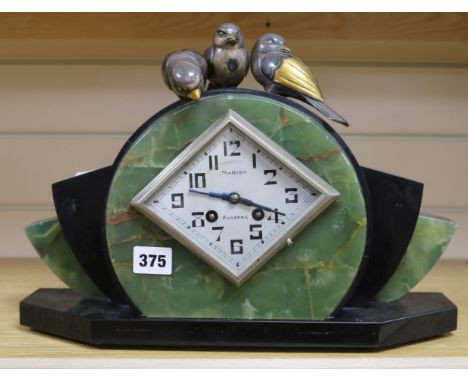 An Art Deco marble clock
