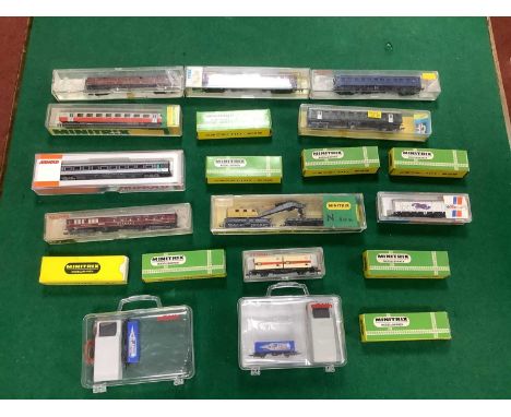 A Selection of N Gauge Continental Rolling Stock by Fleischmann, Arnold and Minitrix. Including Seven Passenger Coaches, Twel