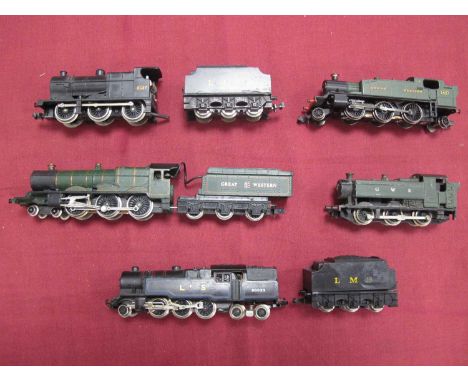 Five N Gauge Locomotives by Graham Farish and Lima. Together with a Tender Drive Unit. Playworn, Untested.