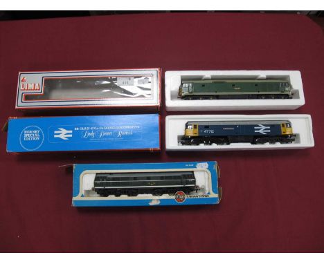 Three OO Gauge Diesel Locomotives by Airfix, Lima and Hornby. Boxes in poor condition. Playworn, Untested.