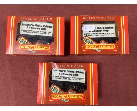 Three OO Gauge Hornby R.040 'Eastbourne Models Hobbies &amp; Collectors Shop' Wagons, Boxed.