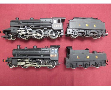 Two OO Gauge LMS 2-6-0 Locomotives by Hornby and Lima, playworn, untested.