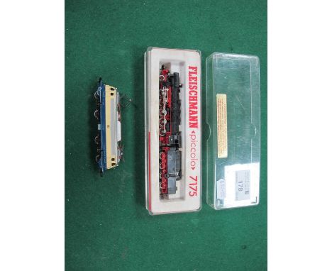 Two N Gauge German Outline Locomotives comprising of boxed Fleischmann 2-10-0 with Cabin Tender and a Trix Bo-Bo Electric, pl