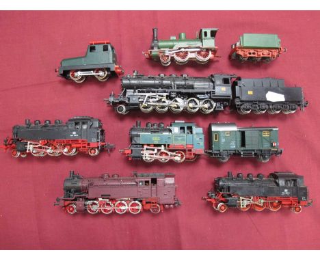 Seven HO European Locomotives by Fleischmann and other including kit built, playworn, untested.