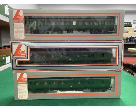 A Boxed Lima OO Gauge Three Car DMU in BR Green, untested.