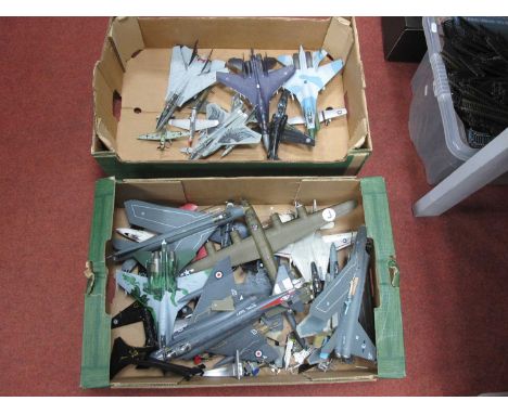 A Quantity of Diecast Model Military Aircraft mostly by Corgi, Damages and repaints noted. (Two Boxes).