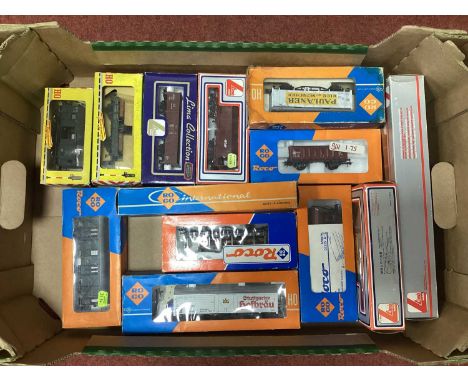 Fourteen Boxed HO Gauge European Wagons by Roco, Lima, Fleischmann.