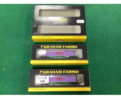 A Boxed N Gauge Graham Farish Inter Modal Pair of Wagons with 40ft Containers.