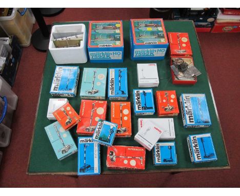 A Quantity of Boxed Marklin HO Scale Lineside Accessories including Signals.