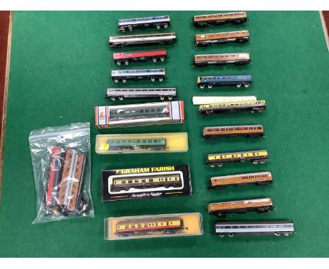 Approximately Twenty N Gauge British Outline Coaches by Graham Farish, Lima and other including Six Kit/Scratch Built LNER te