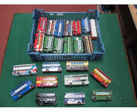 Twenty Two 1:76th Scale Diecast Model Buses by Corgi, EFE, all playworn, many repainted.