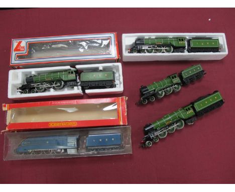 Five OO Gauge LNER Locomotives by Hornby, Lima and other. Including Three Flying Scotsman, untested, playworn, some damage no