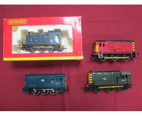 Four OO Gauge Diesel Shunters by Mainline, Lima, Hornby. Including Mainline Class 03 within incorrect box, untested.