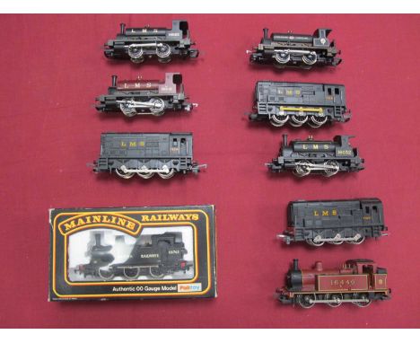 Nine OO Gauge Shunting Locomotives by Hornby, Lima and Mainline, playworn, untested. Mostly unboxed.